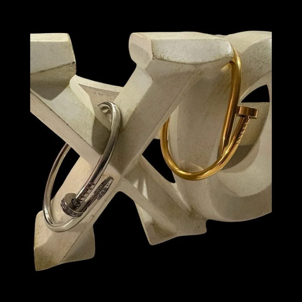 Nail Bangle Cuff Bracelet | New! Unique Gift | OS | Silver or Gold